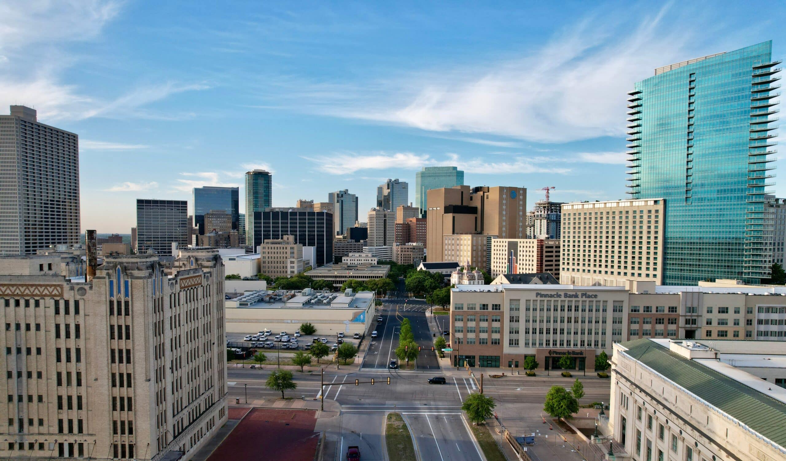 A stunning aerial view of Downtown Fort Worth, Texas Skyline